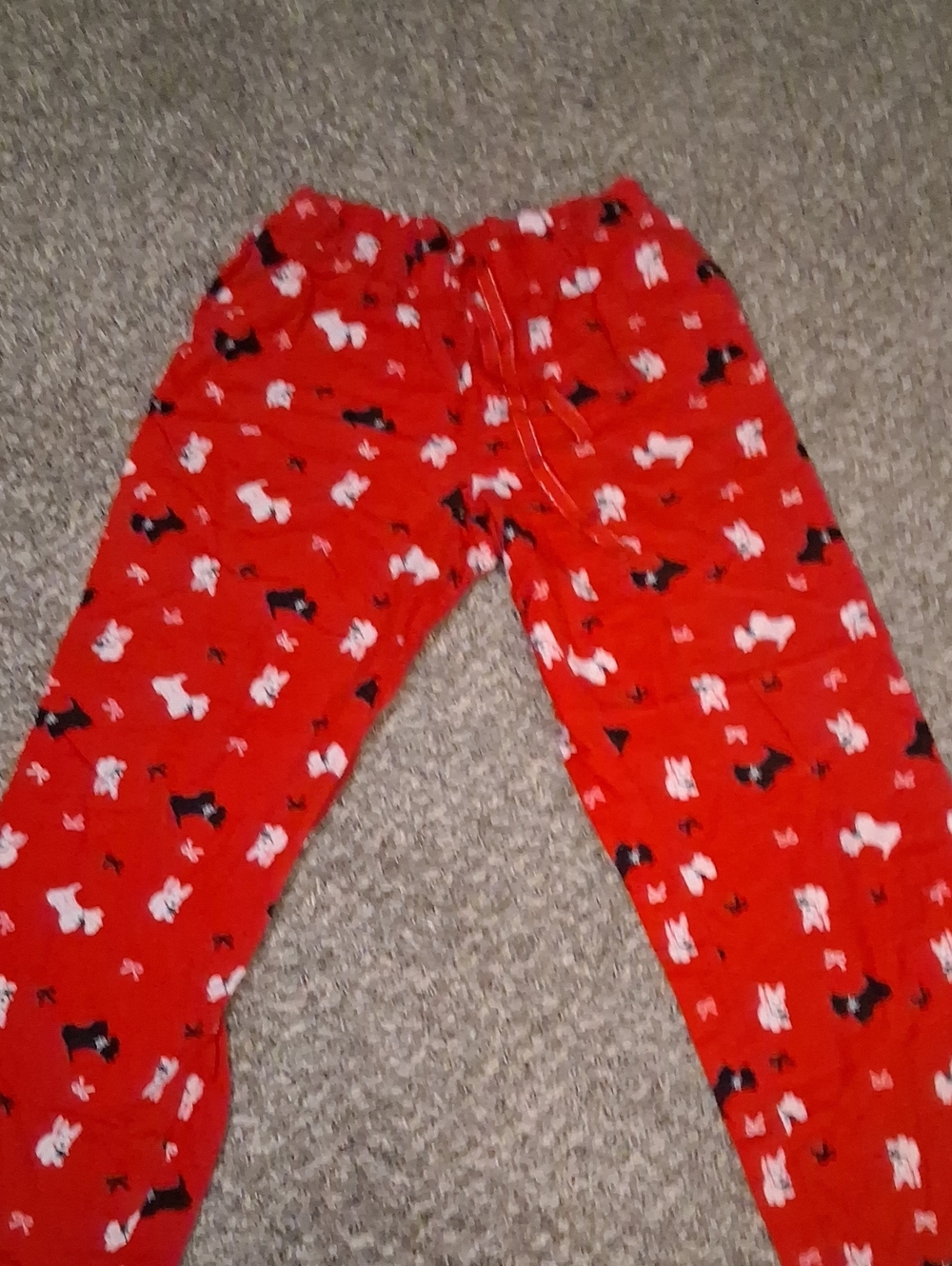 Cozy Red Pajama Pants with Scottie Dog Print